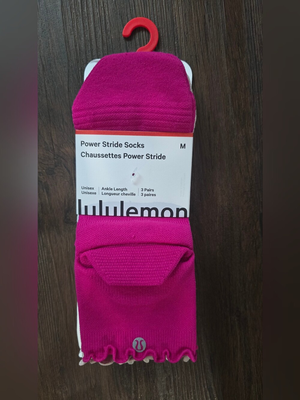 New unisex Lululemon lettuce edge Power Stride ankle socks 3 Pack Size M